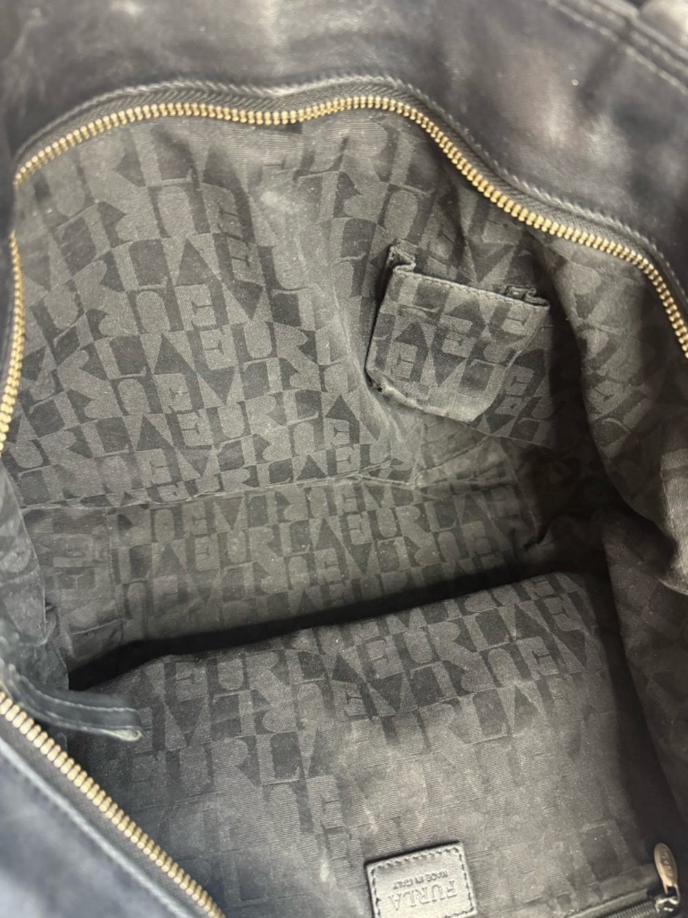 #284 Furla Black Nylon & Leather Shoulder Tote Bag - Picture 16 of 17